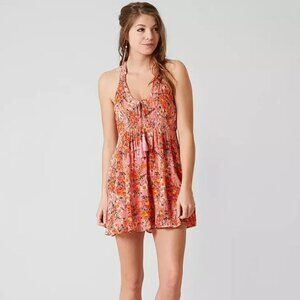 FREE PEOPLE Women's Washed Ashore Dress Size L In Pink